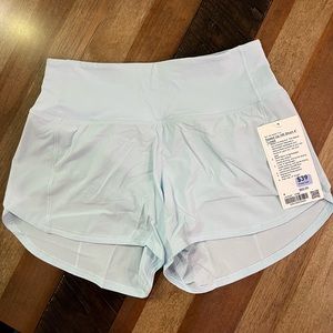 NWT Lululemon Speed Up HR 4” Lined Shorts. Brand New with tags. Powder blue